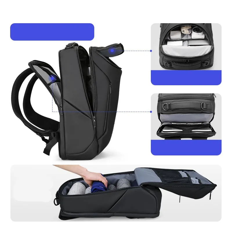 Mochila multifuncional repelente al agua con tres bolsillos para el portátil - Imagen 3