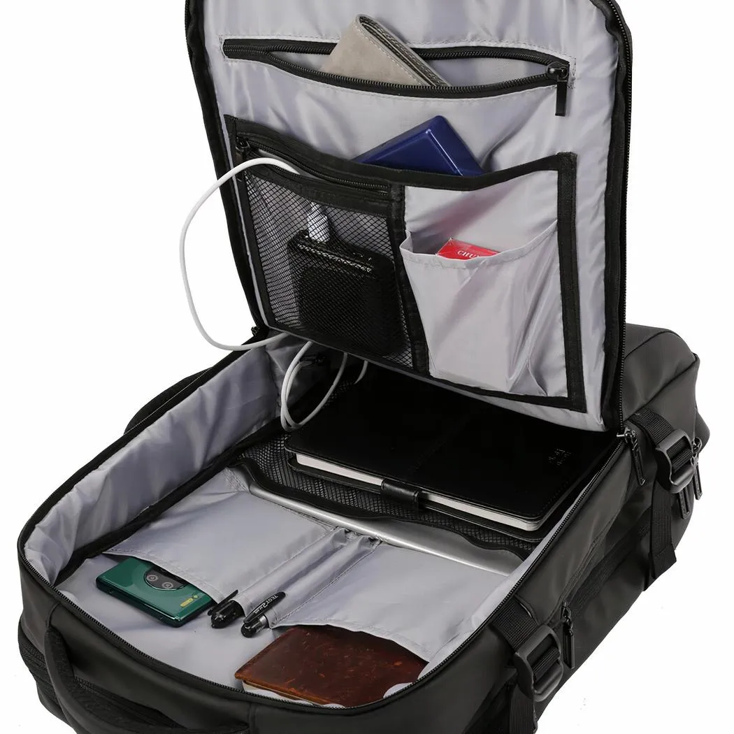 Mochila negra única con doble compartimento - Imagen 4