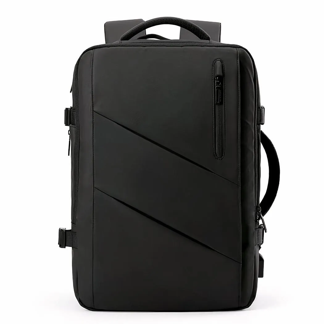 Mochila negra única con doble compartimento - Imagen 2