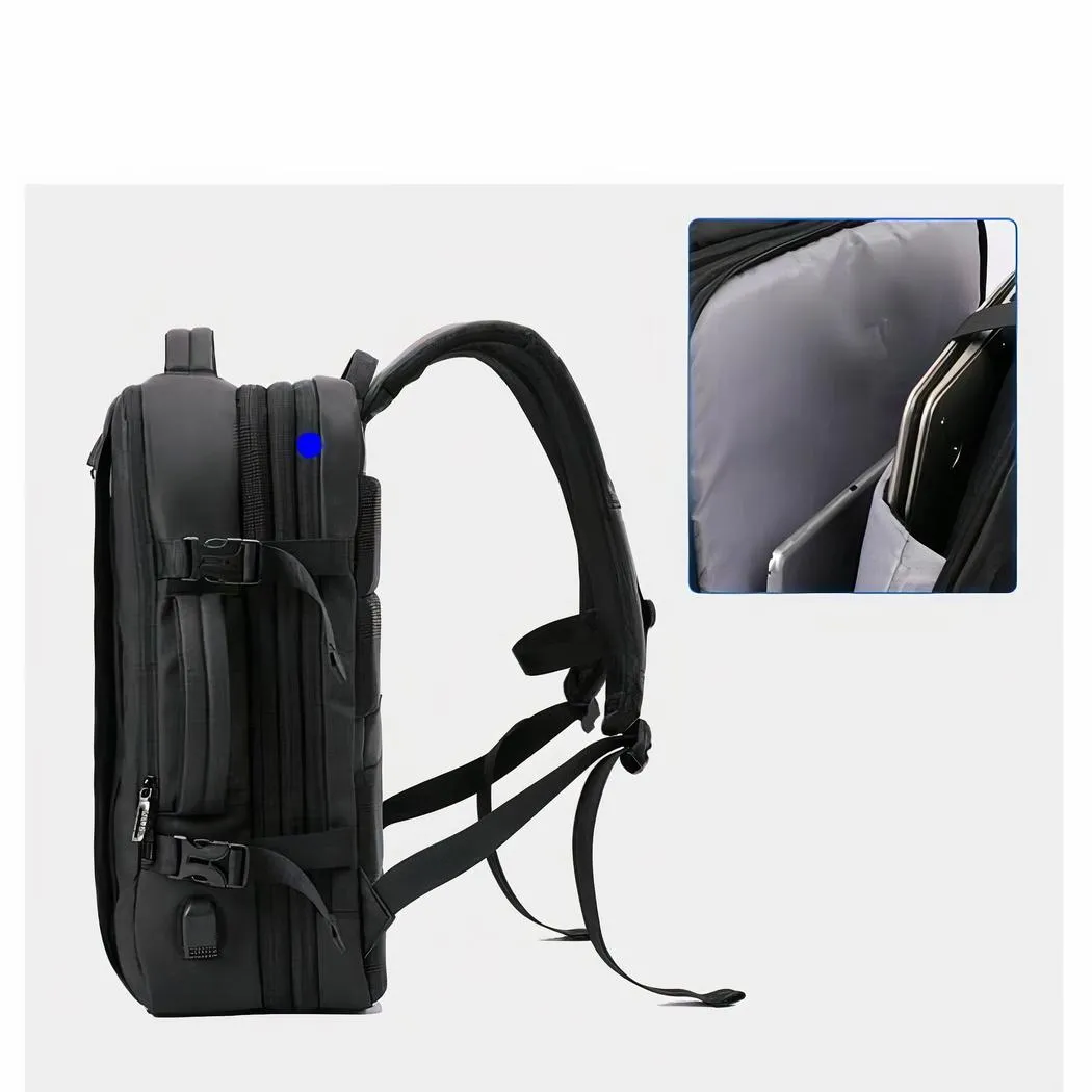 Mochila negra única con doble compartimento - Imagen 7