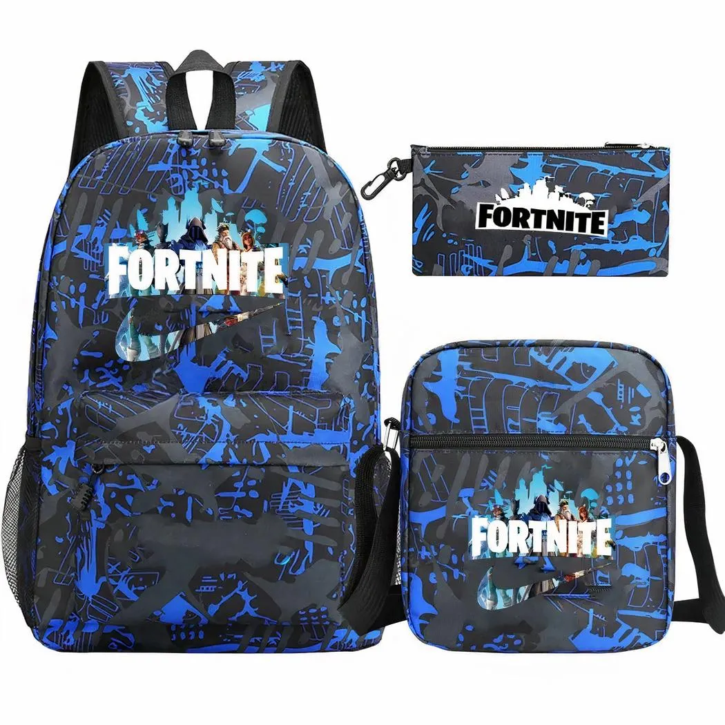 Juego de 3 piezas de mochila azul y negra de Fortnite - Imagen 7