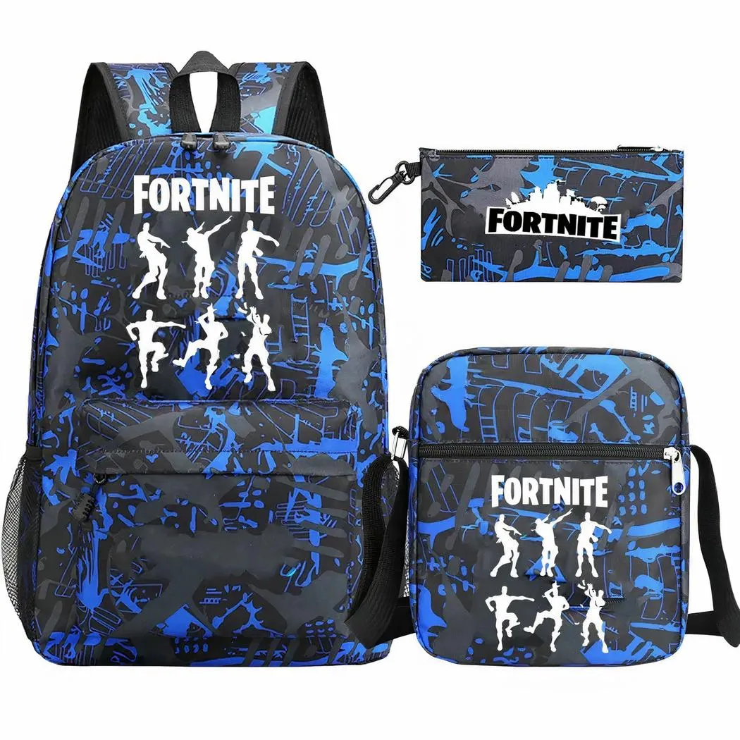 Juego de 3 piezas de mochila azul y negra de Fortnite - Imagen 6
