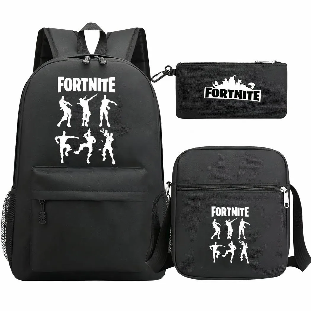 Juego de 3 piezas de mochila negra Fortnite - Imagen 3