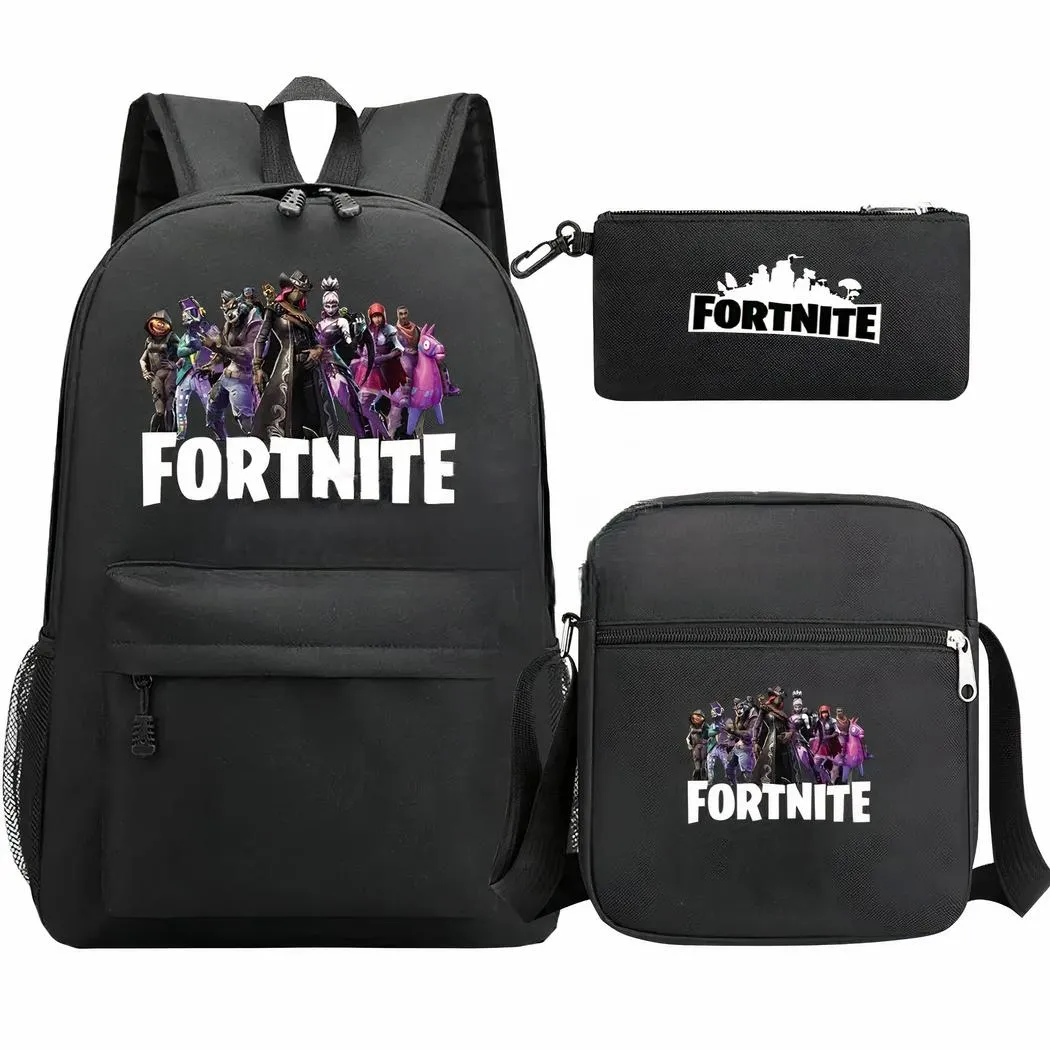Juego de 3 piezas de mochila negra Fortnite - Imagen 4